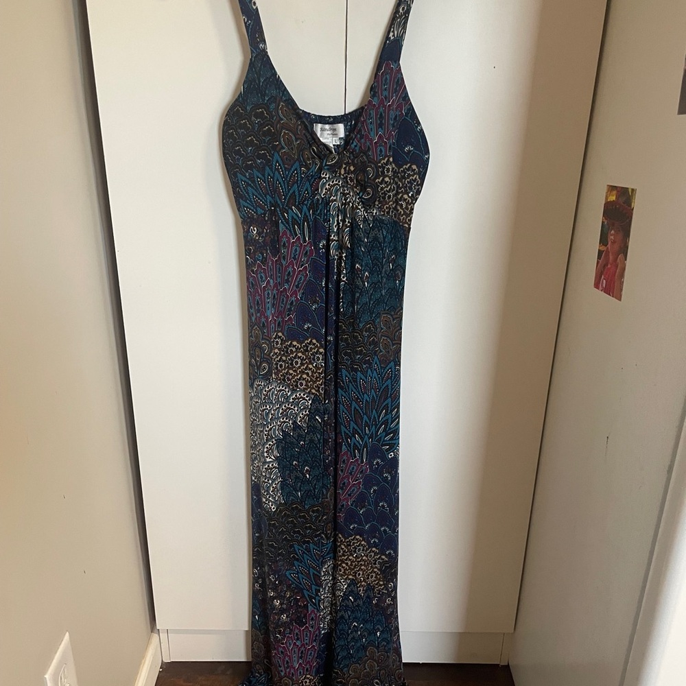 Raindrops by Papillion Elegant Blue and Black Maxi Dress